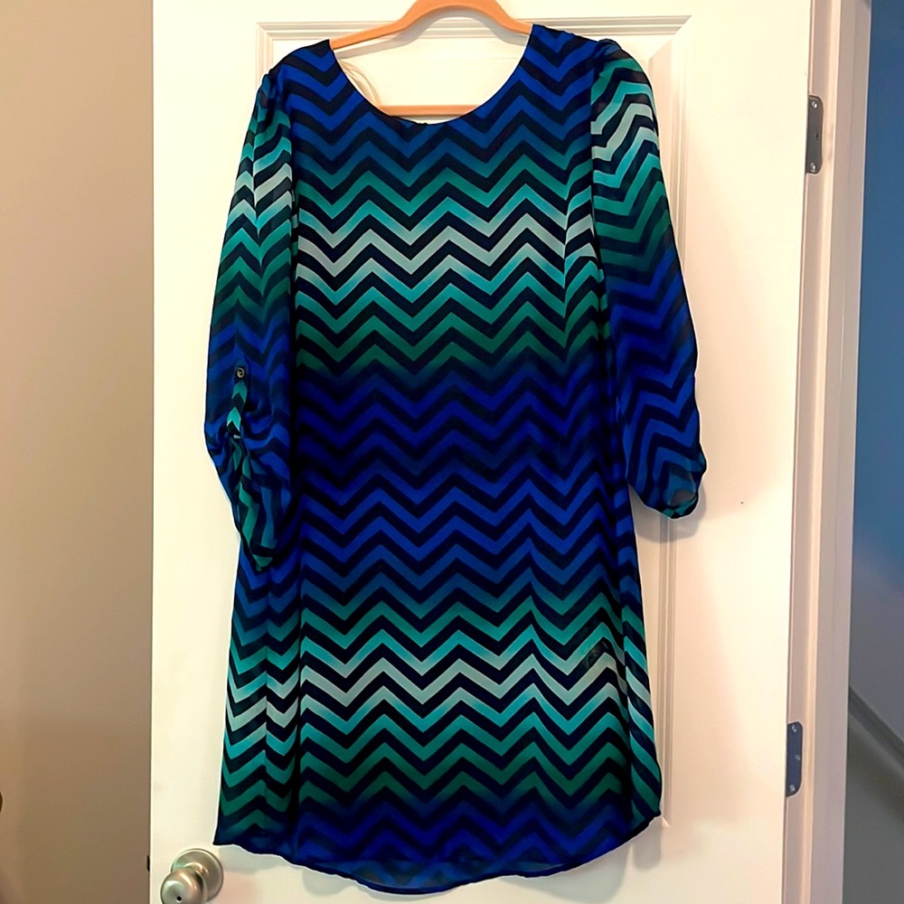 Blue, Green Ombré Chevron dress